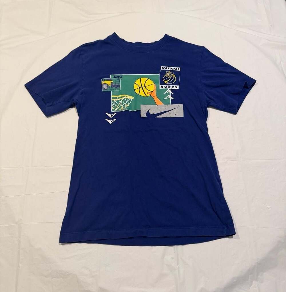 Nike Natural Hopps Graphic Basketball T-Shirt Blue Size Small